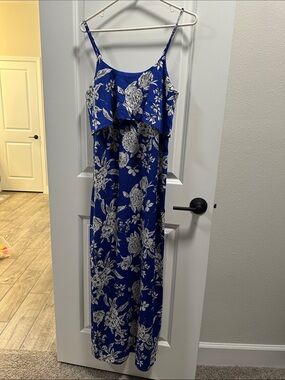 Motherhood Maternity Royal Blue Floral Spaghetti-Strap Maxi Dress